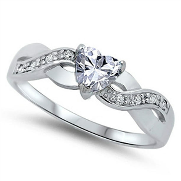 Heart Promise Ring Wedding Band Solid 925 Sterling Silver New Wholesale 